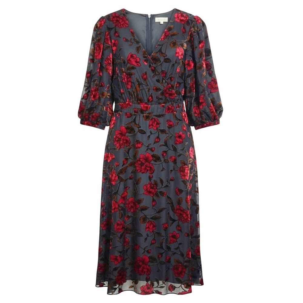 Roolee Velvet Burnout Whimsigoth Womens size Medium Event Floral Puff Dress‎